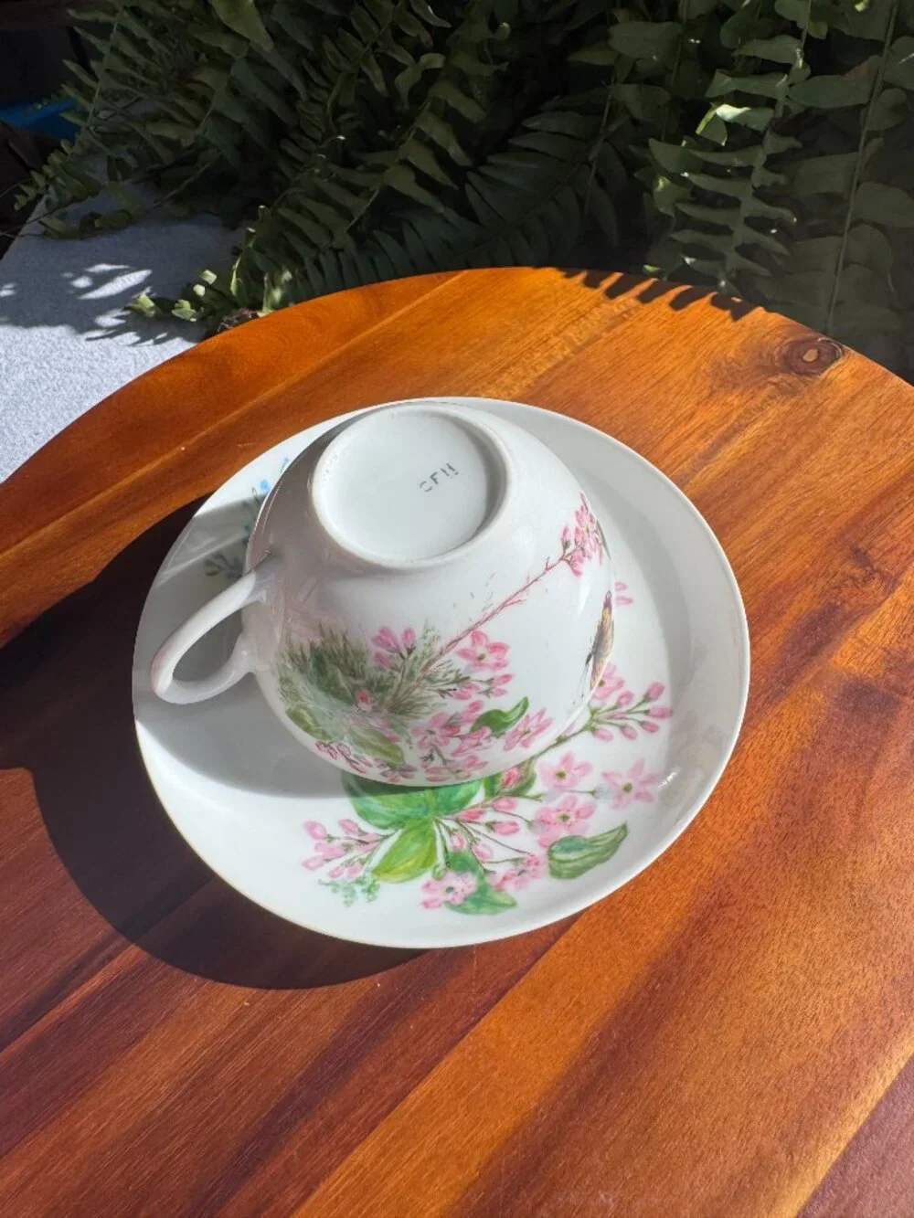 Rare Antique CFH Limoges Porcelain Floral Teacup and Saucer French Bone China